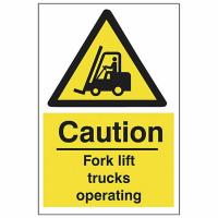Caution Forklift Trucks Operating Sign 200 x 300 x 1mm