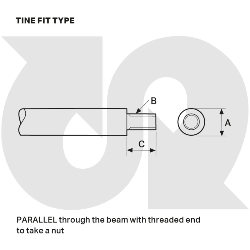 1200mm H/Duty Tine c/w M20 bolt