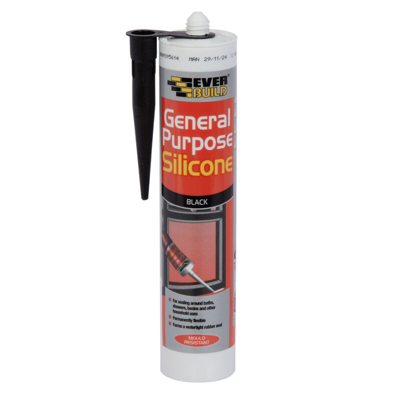 Black General Purpose Silicone Sealant, 280ml cartridge, Single
