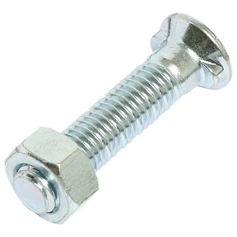 M20 x 85 Oval Twin Nibbed Plated High Tensile Plough Bolt & Nut
