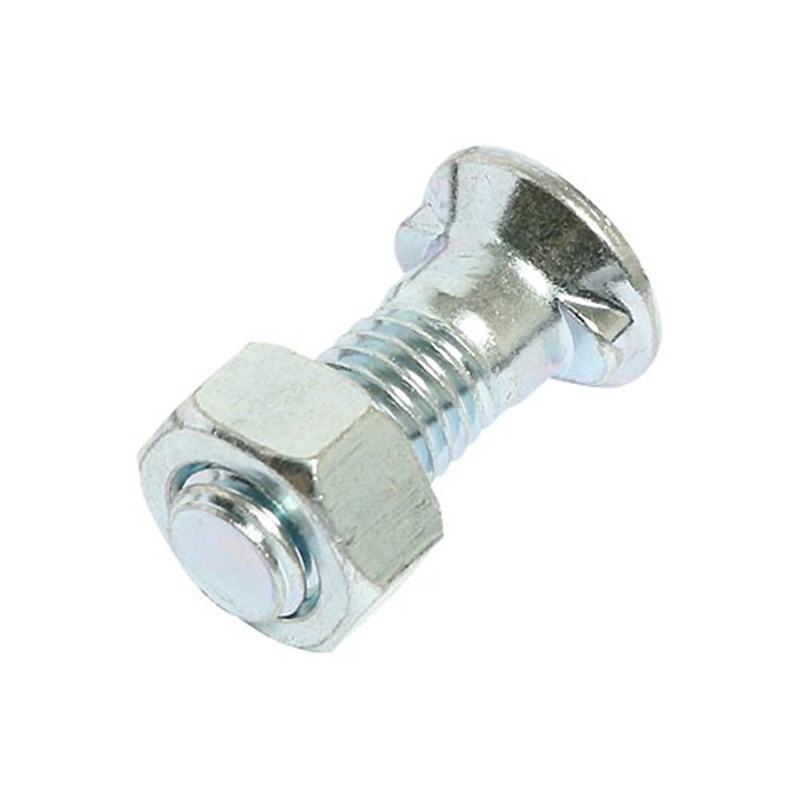 M10 x 35 Oval Twin Nibbed Plated High Tensile Plough Bolt & Nut