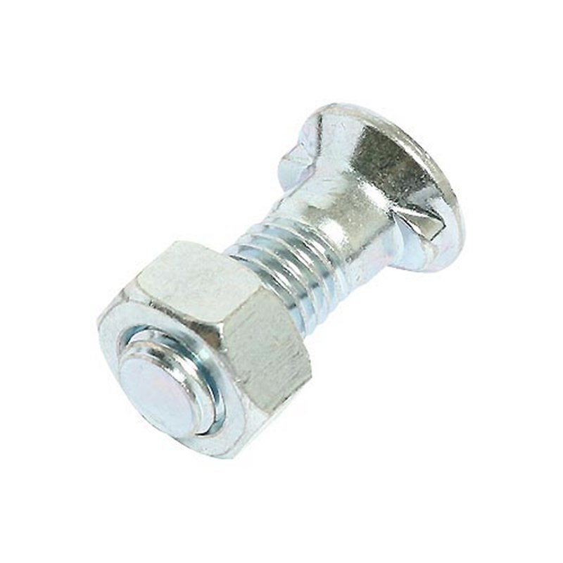 M14 x 45 Oval Twin Nibbed Plated High Tensile Plough Bolt & Nut