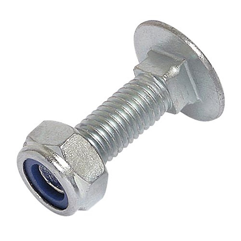 M16 x 45mm HT Plated Coach Bolt & Lock Nut (Pk 10)