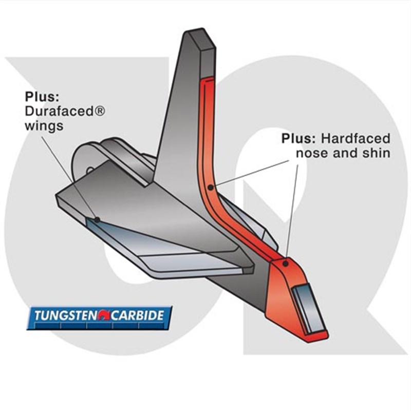 Tungsten, Hard Faced Standard Point, 140mm wide (to fit Cultivating Solutions / Grange Machinery)