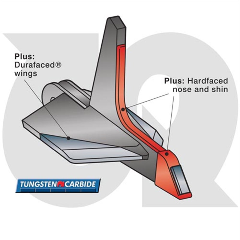 Tungsten Hard Faced Intermediate Point, 170mm wide (to fit Cultivating Solutions / Grange Machinery)