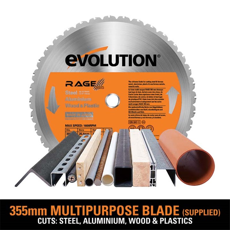 Evolution 355mm deals chop saw