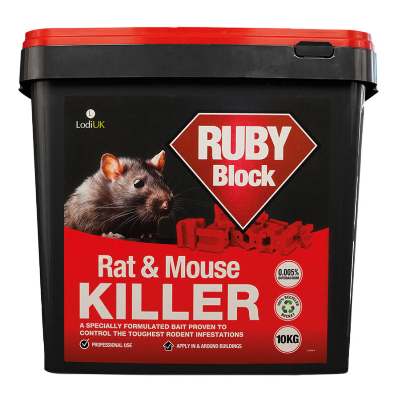 RUBY Block Bait Rat Poison (Difenacoum), 10kg