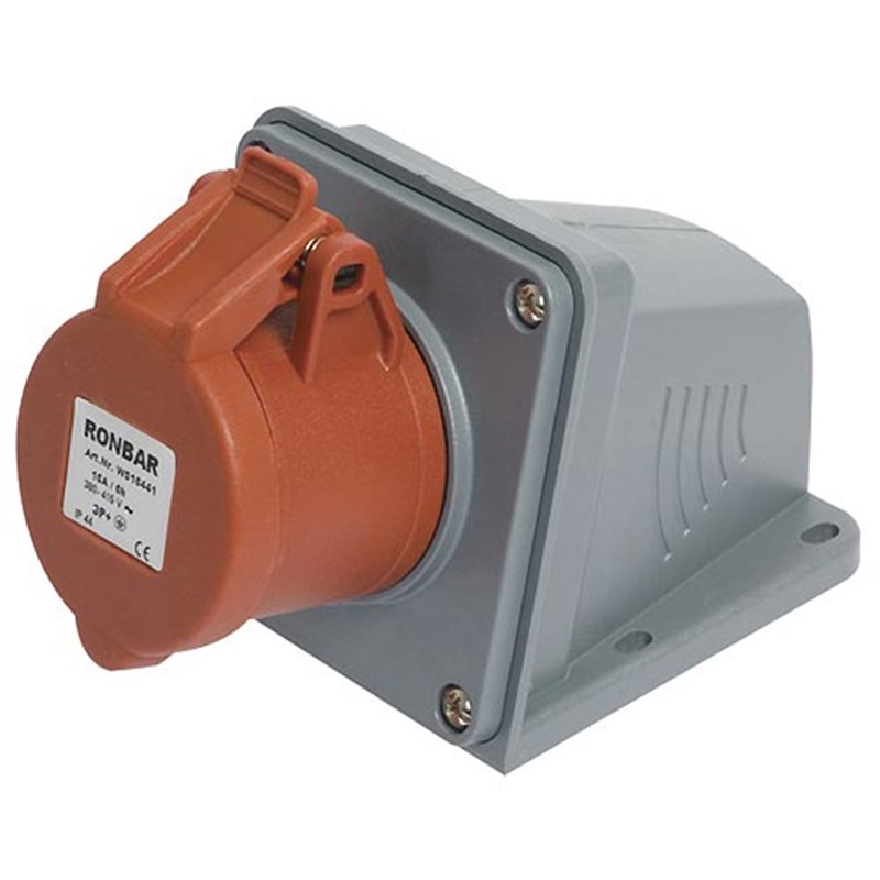 4 pin 380 - 415v, 16 amp, Face Fit Wall Female Socket