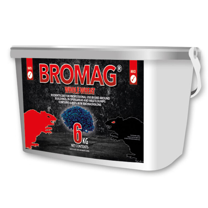 BROMAG Whole Wheat Rat Poison (Bromadiolone), 6kg Tub