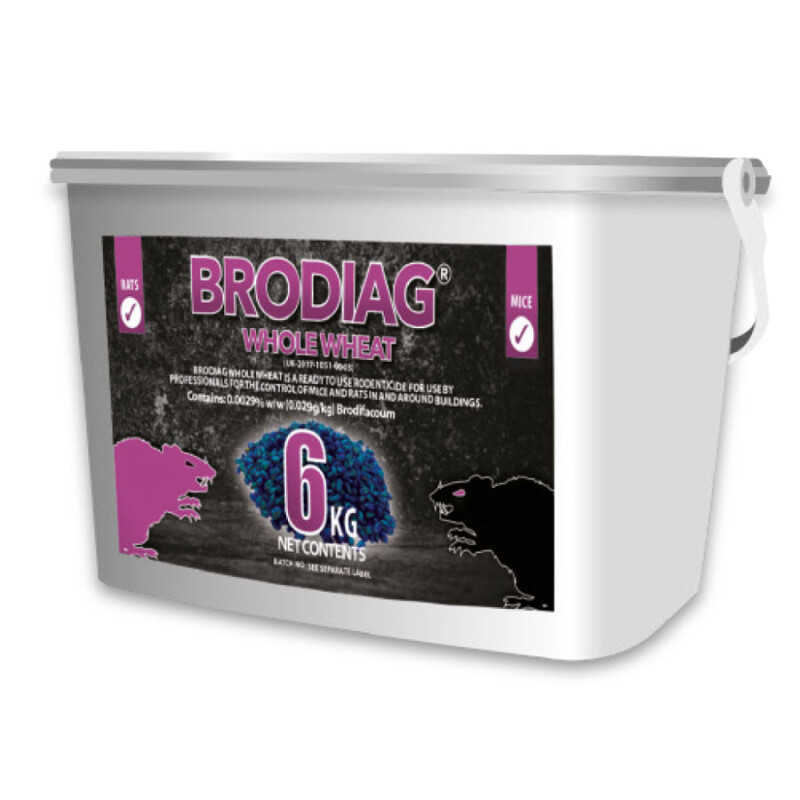 BRODIAG Whole Wheat Rat Poison (Brodifacoum), 6kg Tub