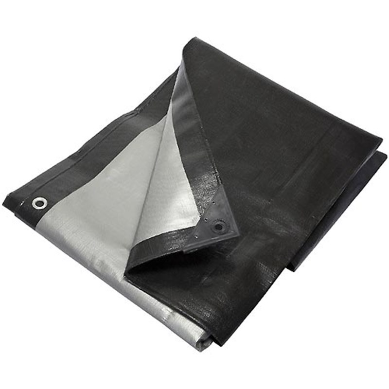 4 x 5m (13.1 x 16.4ft) Heavy Duty 270gsm Silver & Black Tarpaulin