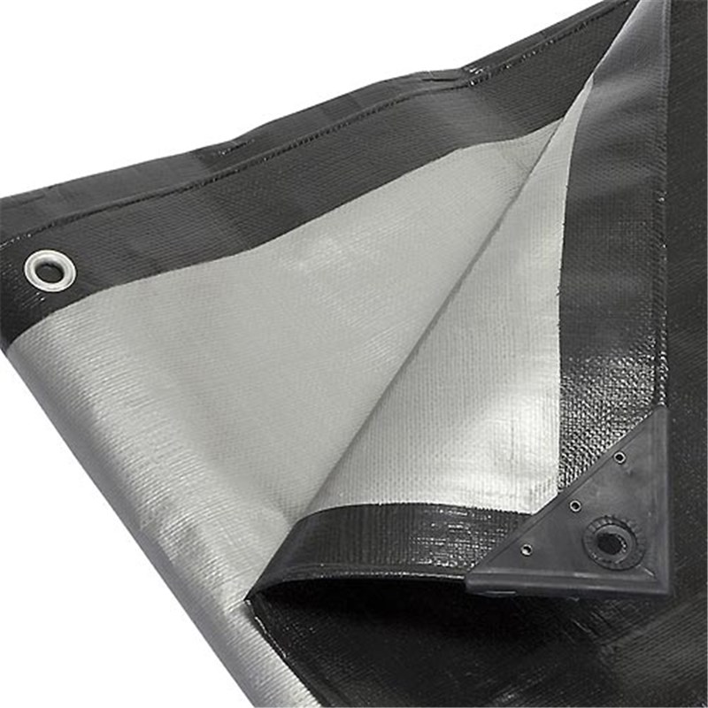 4 x 10m (13.1 x 32.8ft) Heavy Duty 270gsm Silver & Black Tarpaulin