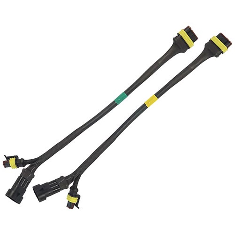 300mm Superseal 4 Pin to 3 & 2 Pin Adaptor Cables - 1 pair: 1 x R.H. (green) and 1 x L.H. (yellow)