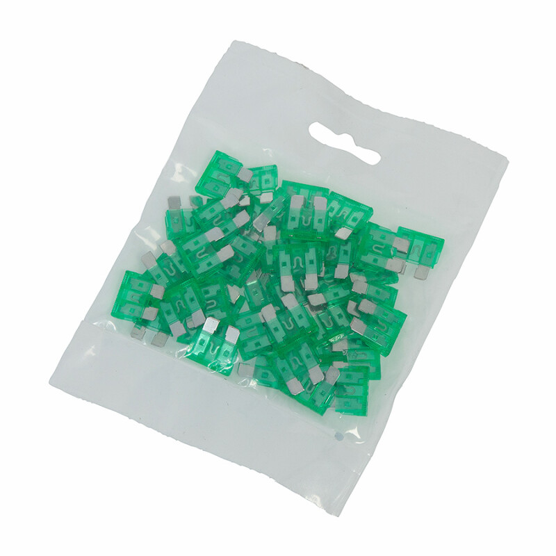 30 Amp Standard Blade Fuse (Green), Pk 50