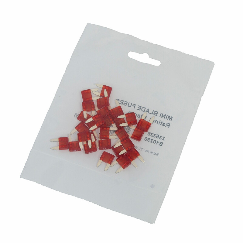 10 Amp Mini Blade Fuse (Red), Pk 25