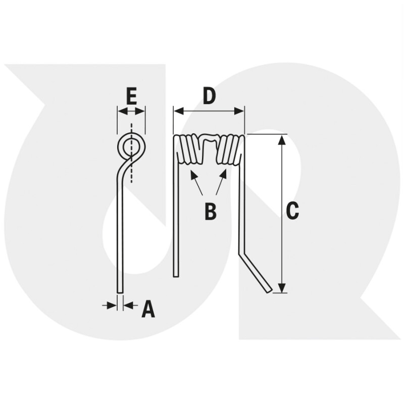 Rake Tine, as OEM: 1664289988 (to fit KVERNELAND / TAARUP)