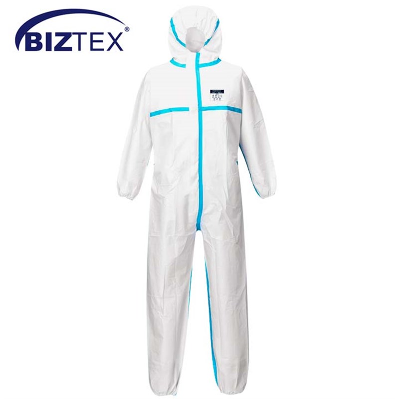 BIZTEX® ST60 Protective Coverall Type 4/5/6 - White with Hood, Large