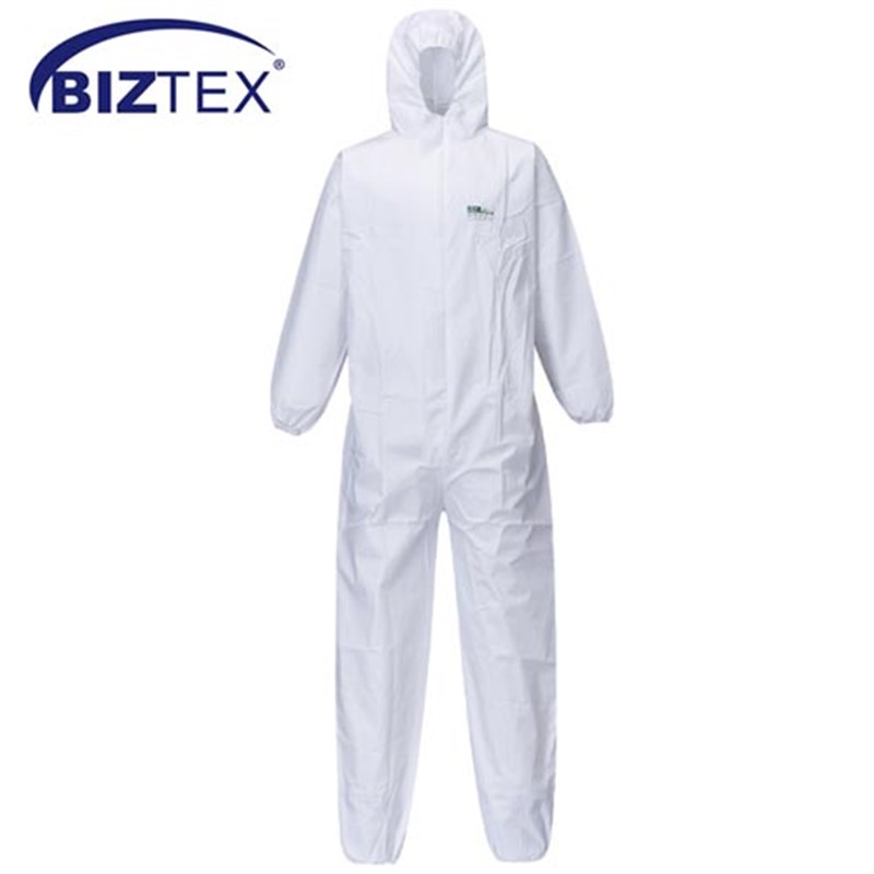 BIZTEX ST50 Protective Coverall - White with Hood, X Large