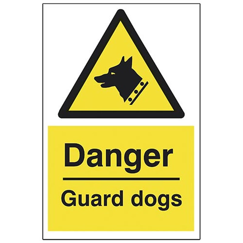 Danger Guard Dogs Sign 200 x 300 x 1mm