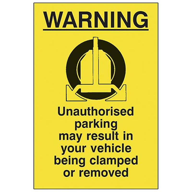 Warning Unauthorised Parking Sign 300 x 400 x 3mm