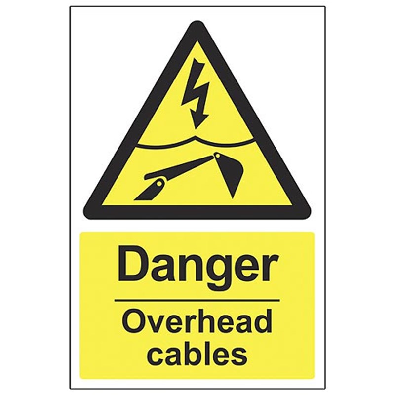 Danger Overhead Electrical Cables Sign 400 x 600 x 3mm