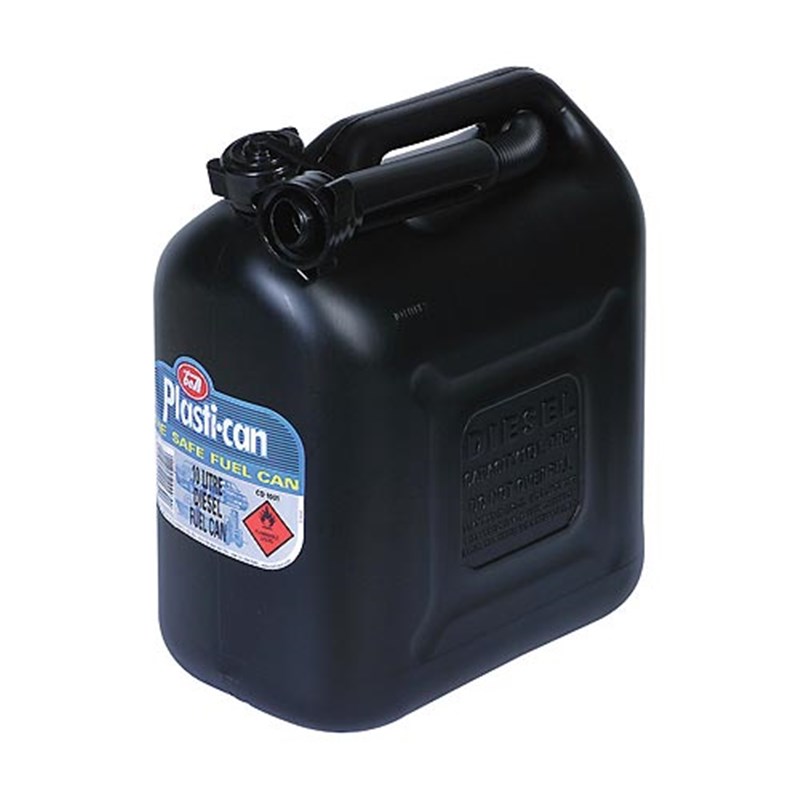 10 Litre Black Plastic Diesel Fuel Container with Flexible Spout