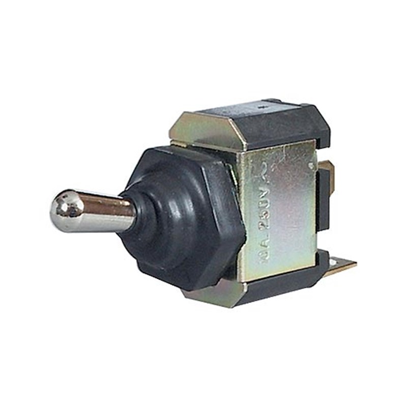 Splashproof On/Off Toggle Switch with Rubber Gaiter - 10A at 28V rated