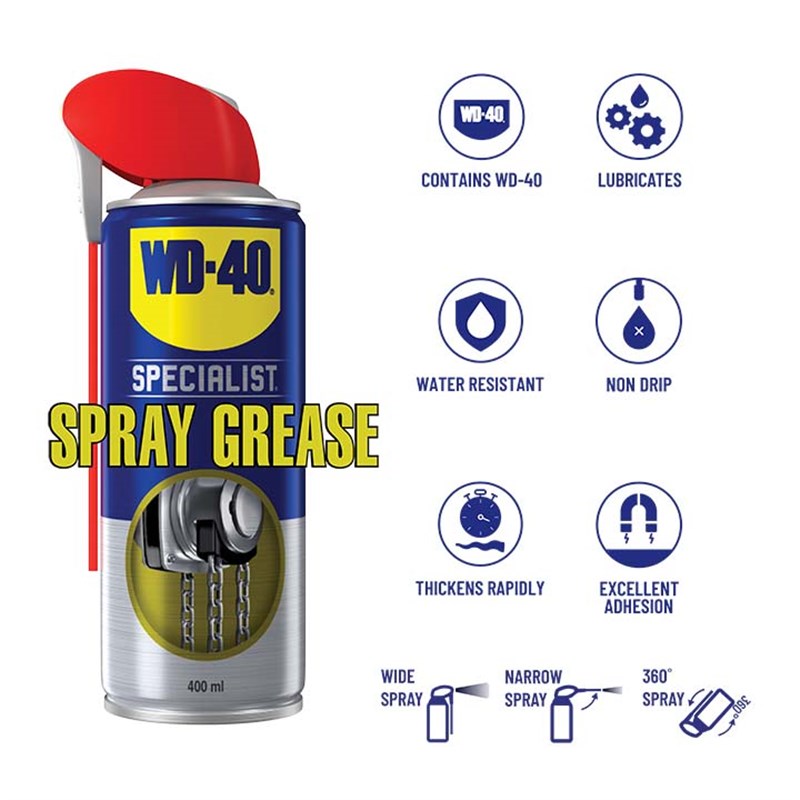 WD40® Specialist Long Lasting Spray Grease with Smart Straw, 400ml Aerosol