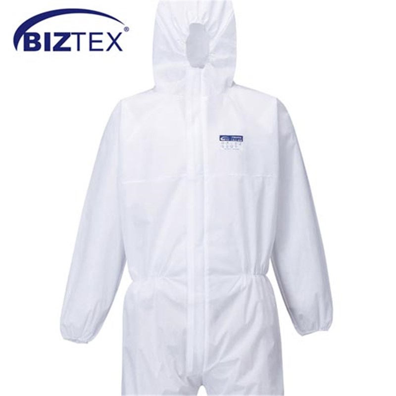 BIZTEX ST30 Protective Coverall - White with Hood, Medium