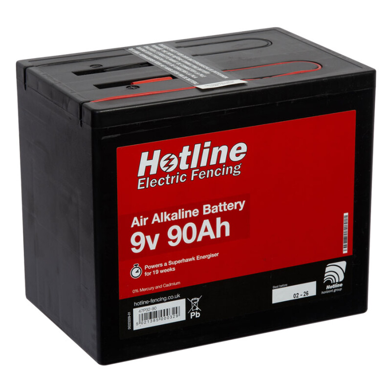 Hotline 9 Volt 90Ah Internal Air Alkaline Battery (for Super Hawk energiser)