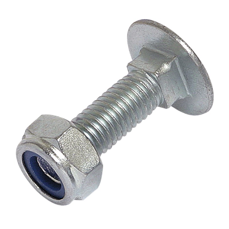 M16 x 45mm HT (G10.9) Plated Coach Bolt & Lock Nut (Pk 25)
