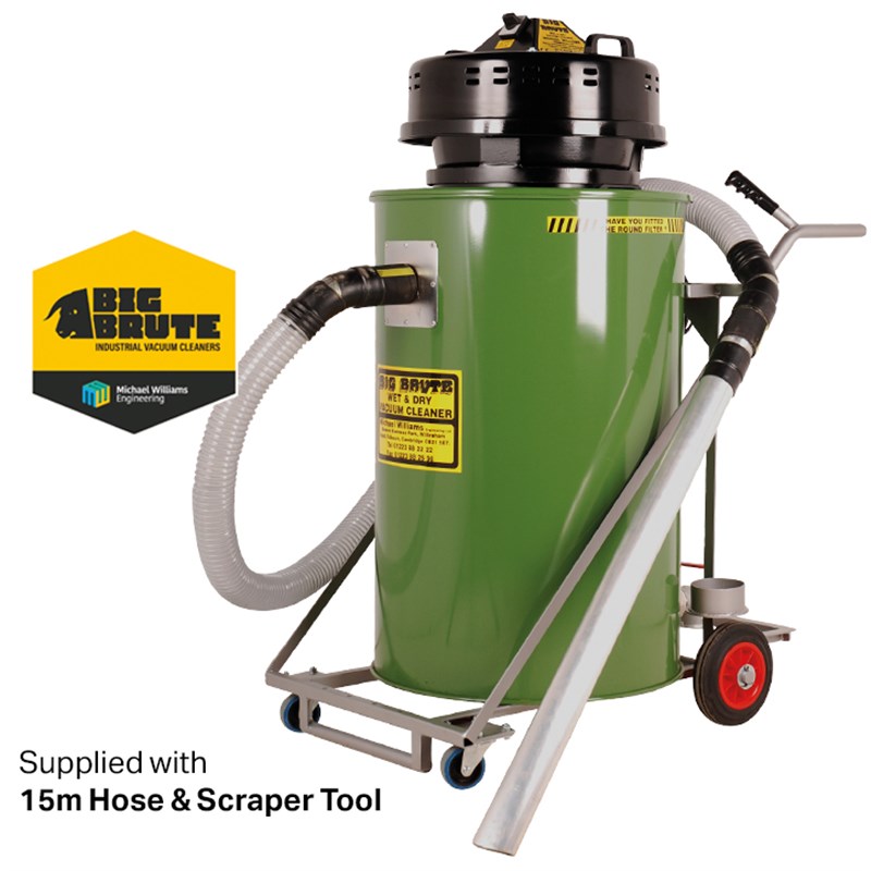 Big Brute Wet & Dry - 230v Industrial Vacuum Cleaner c/w 2” Drain Valve, 15m Hose & Scraper Tool