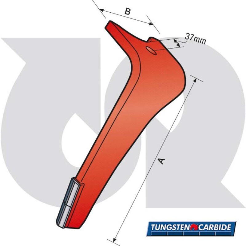 Tungsten (2x tiles, drag) Single Hole Tine R.H. (to fit Amazone KG Cultimax)