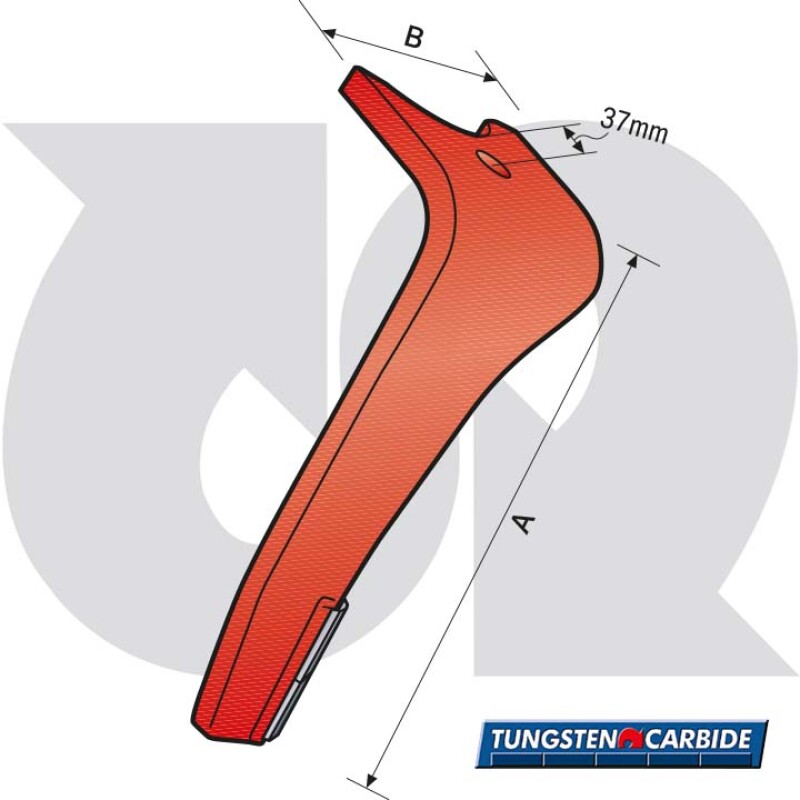 Tungsten Tipped Single Hole, KG Super Type Tine R.H. (to fit AMAZONE)