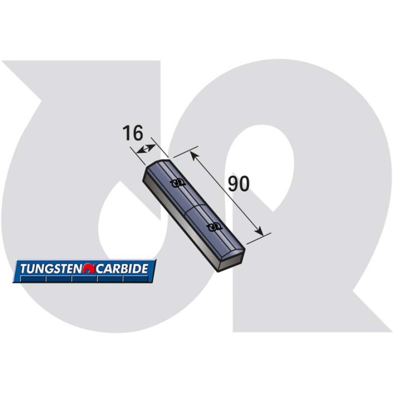 Tungsten Weld-on Strip 2-tile, 90 x 16mm